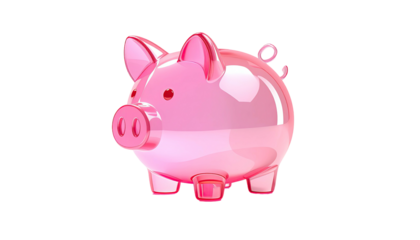 Glossy, pink, pig-shaped piggy bank on a black background