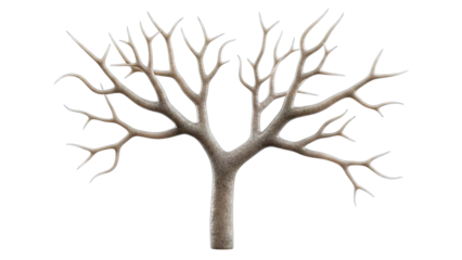 Detailed Brown Tree Silhouette With Intricate Branches On Transparent Background With Subtle Colored Lights At The Tips Of Twigs For Winter Or Autumn Season