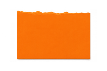 Blank orange torn paper piece with ripped edge, isolated on a transparent background, providing copy space