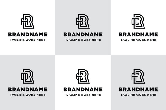 Letters ARR BRR CRR DRR ERR FRR Monogram Logo Set