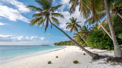 Coconut palm trees an pristine bounty beach
