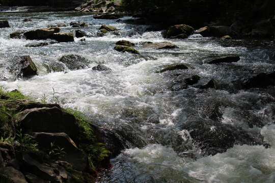water flowing over rocks
