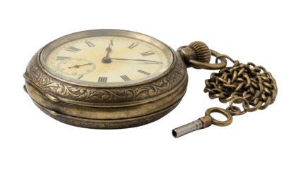 Exquisitely detailed antique brass pocket watch with chain representing historical value timeless tradition and elegant craftsmanship