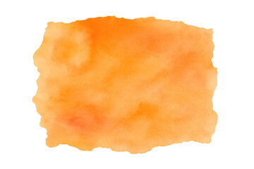 Orange watercolor paint splash creating a textured abstract background with soft color blending and rough edges