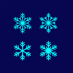 A varied collection of unique light blue snowflake vector icons, perfect for winter holiday greeting cards and seasonal design projects
