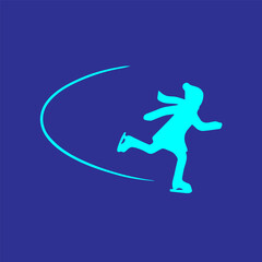 Dynamic illustration of an ice skater gracefully gliding across the rink, capturing the elegance of winter sports