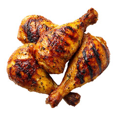 Grilled chicken on a white background