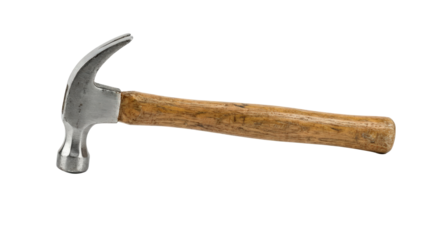 Versatile wood handle claw hammer essential for building and repair isolated on transparent background