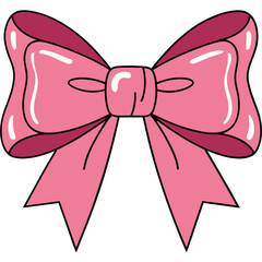 Cute Pink Bow Decoration With Dark Pink Edges And A Dark Pink Knot Against A Black Background A Simple And Elegant Accessory For Gifts Or Hair Ornaments Ideal For Celebrations And Fashion Accents