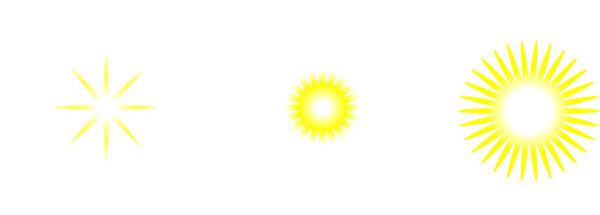 set of sun icons, Star shine flare overlay background with bright sunlight. fireworks on a white background	