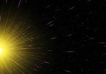 Radiant stellar explosion amidst a cosmic backdrop of streaks and starlight