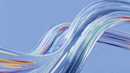 White Curved Glass Illustration with Light Blue Gradient Background