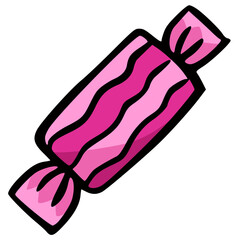 Pink Wrapped Candy Sweet Treat, Isolated Vector Illustration of Caramel Bonbon or Toffee, Perfect for Dessert, Holiday, or Kids Party Design Element