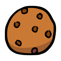 Chocolate Chip Cookie Vector Illustration: Sweet Snack, Hand Drawn Doodle Style Bakery Dessert, Simple Graphic Element, Minimalist Brown Sugar Treat Icon