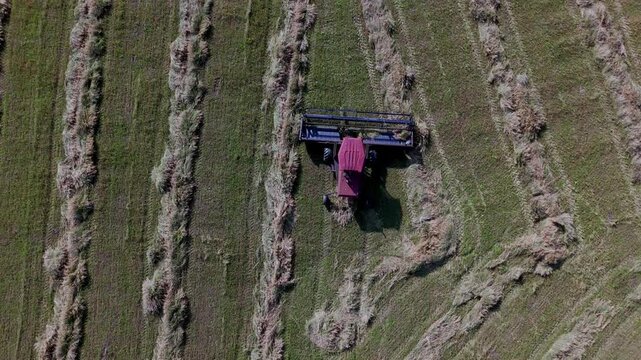 Modern Farming from Above Heavy Machinery Harvesting Wheat