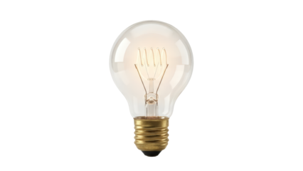 Glowing incandescent light bulb emitting warm light symbolizing a brilliant new idea innovation and creative solution concept
