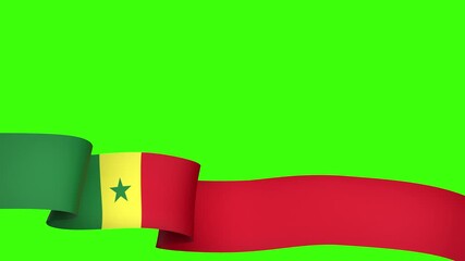 Waving Senegal Flag Ribbon on greenscreen background