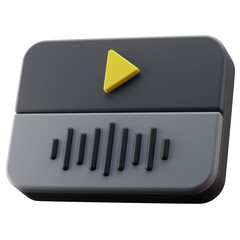3D Illustration Video Player With Audio Waveform Side Perspective