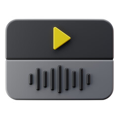 3D Illustration Video Player With Audio Waveform