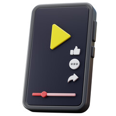 3D Render Portrait Video Content Social Media Interface Side Perspective