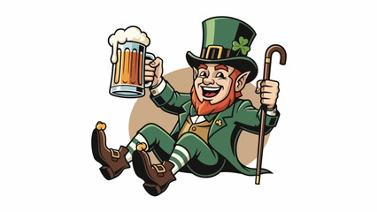 Cheerful Irish Leprechaun Raising a Foaming Mug of Beer in a Festive Toast, Celebrating with Traditional Luck and Spirit and Joy