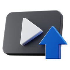3D Render Video Upload Illustration Side Perspective