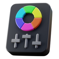 3D Render Color Wheel With Sliders on Side Perspective