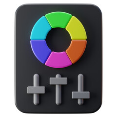 3D Render Color Grading Wheel With Sliders