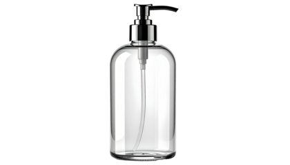 Clear liquid soap dispenser with a chrome pump top