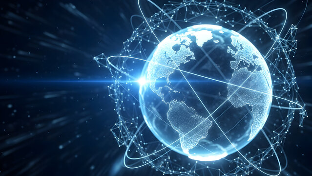 Global network connection with digital earth and futuristic technology - Powered by Adobe
