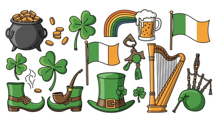 St Patrick's Day icons Celebrating Irish traditions and symbols