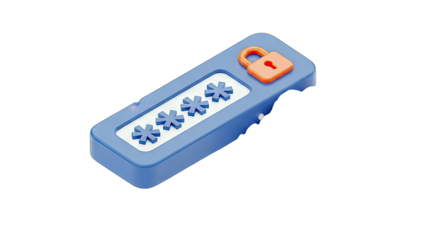 Digital Security Concept with Padlock and Asterisks Input Field on White Background Abstract Illustration of Password Protection and Online Safety 3D Rendering