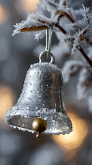 christmas bell hanging on the tree