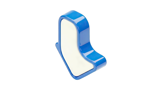 Glossy Blue Arrow Down Icon with White Interior Against Transparent Background Showing Directional Movement Downward