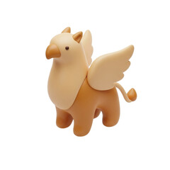 Adorable 3D illustration of a cute griffin toy, a stylized mythical fantasy animal character
