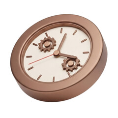 Modern 3D render of a minimalist mechanical timepiece, featuring exposed gears for conceptual time visualization