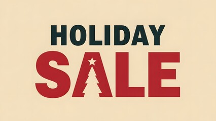 Holiday sale promotion graphic featuring bold text with a christmas tree silhouette inside the letter a of the word sale on a light background