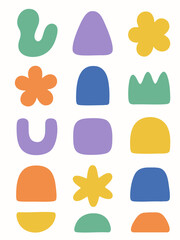 Collection of four seasons vector icons and nature elements for baby illustration design