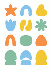 Seamless vector pattern illustration set of summer beach icons with heart shape logo design elements