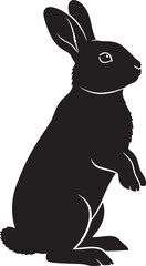 Silhouette of a black angora rabbit isolated on