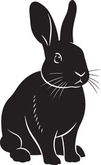 Silhouette of a black rabbit sitting isolated on