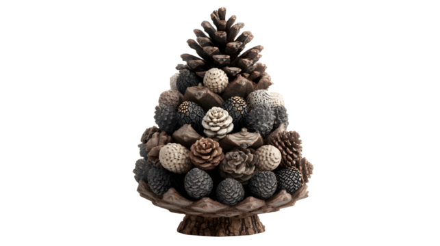 Rustic holiday charm Pinecone Christmas tree decoration, unique and nature-inspired isolated on transparent background