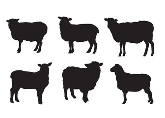 Sheep Silhouette Collection Farm Livestock Animal for Agriculture & Rural Themes