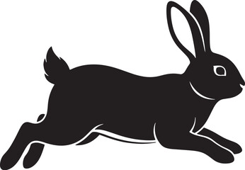 Black rabbit lying down isolated on, side view