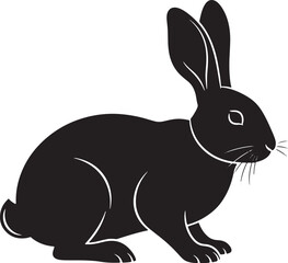 Silhouette of a rabbit isolated on, side view
