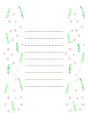 春の優しい色使いの色鉛筆植物の白バックフレームイラスト素材