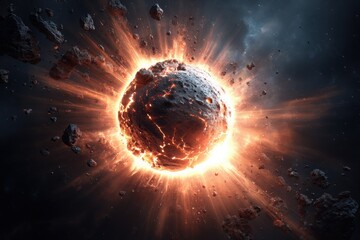 Molten Core of a Shattered Terrestrial Planet Exploding in Cosmic Space