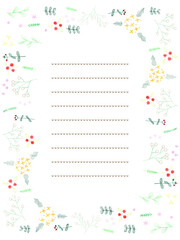 かわいいお花の手描き色鉛筆フレーム