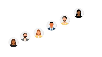 A clean, vector-style illustration of multiple diverse profile icons (different races, ages) connected by a single, strong, upward-trending arrow. Simple, modern, highly usable.