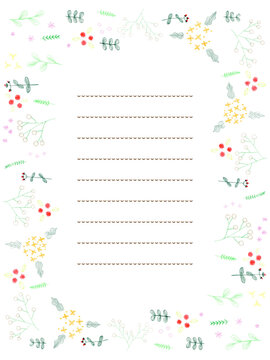 かわいいお花の手描き色鉛筆フレーム